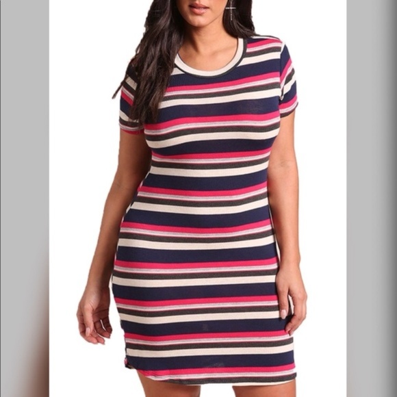 Dresses & Skirts - Plus Size Multi Colored Striped Dress